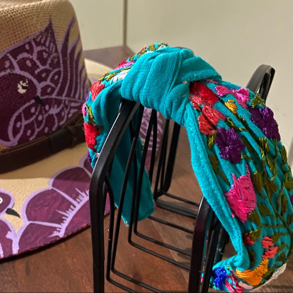 Handmade embroidered floral headband